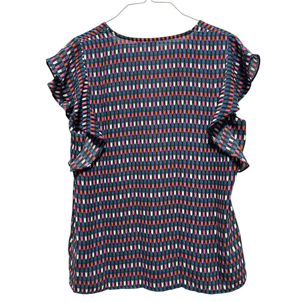 GAP Women’s Multicolor Printed Ruffle Sleeve Blouse Size XS | Boho Chic Top - Picture 3 of 7